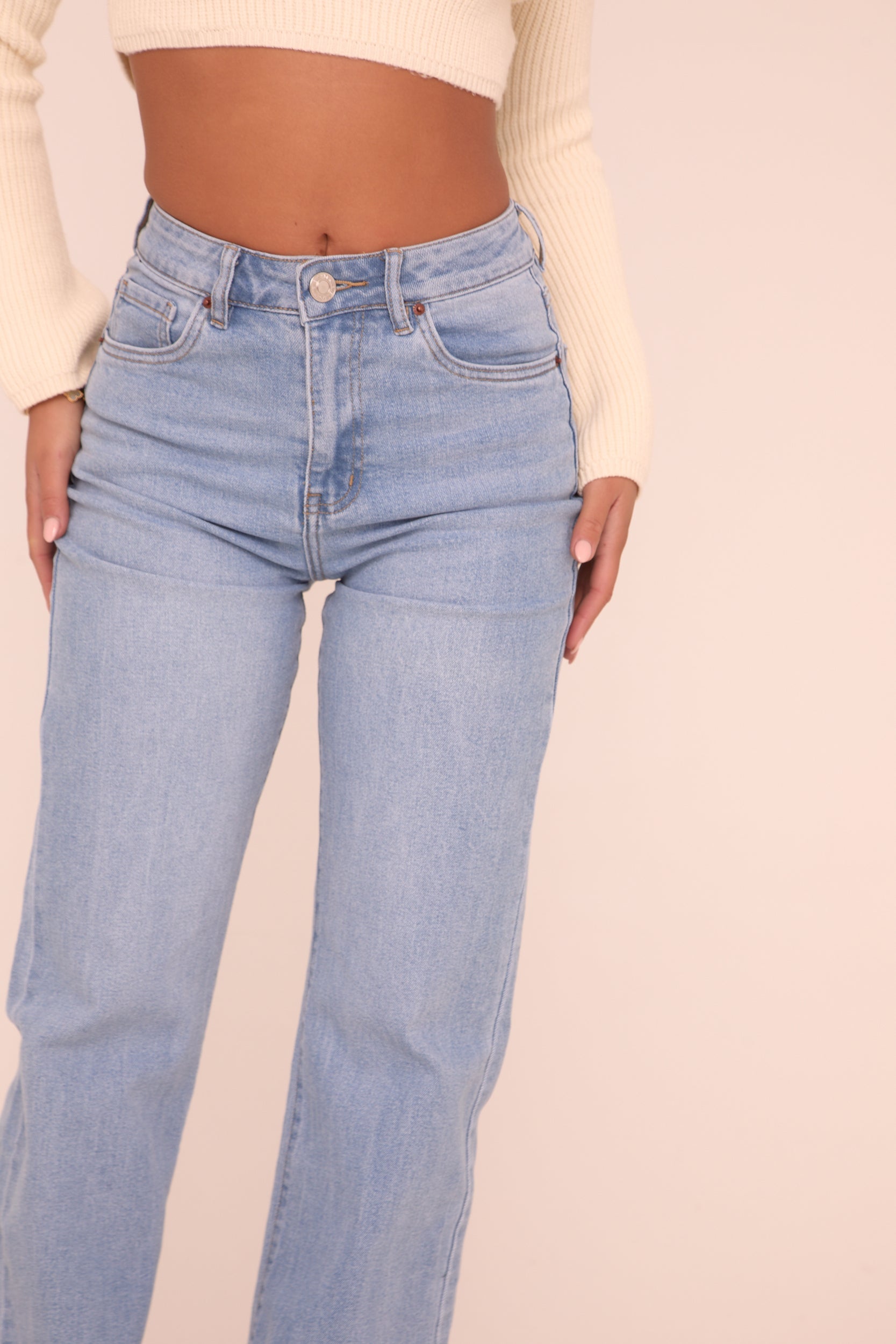 Bright Blue Stretch Straight Leg Jeans