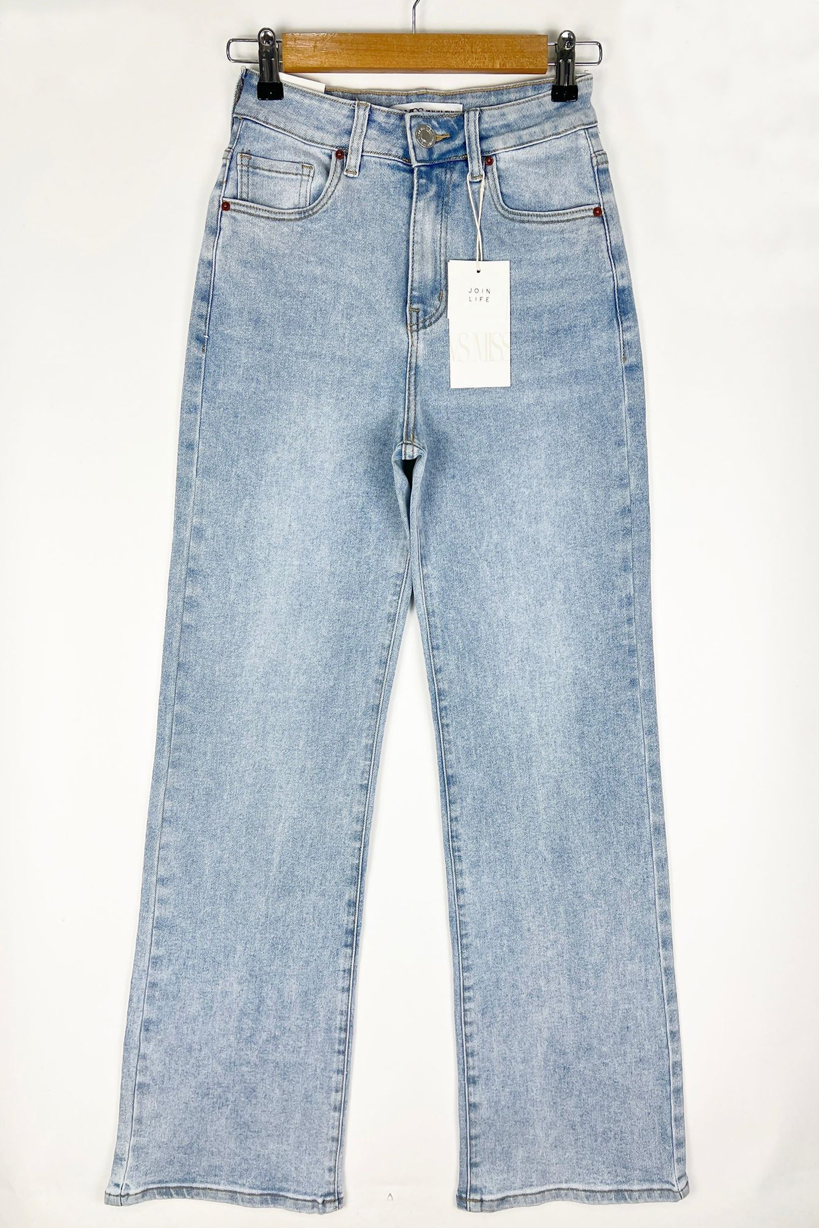 Mid Blue Stretch Straight Leg Jeans