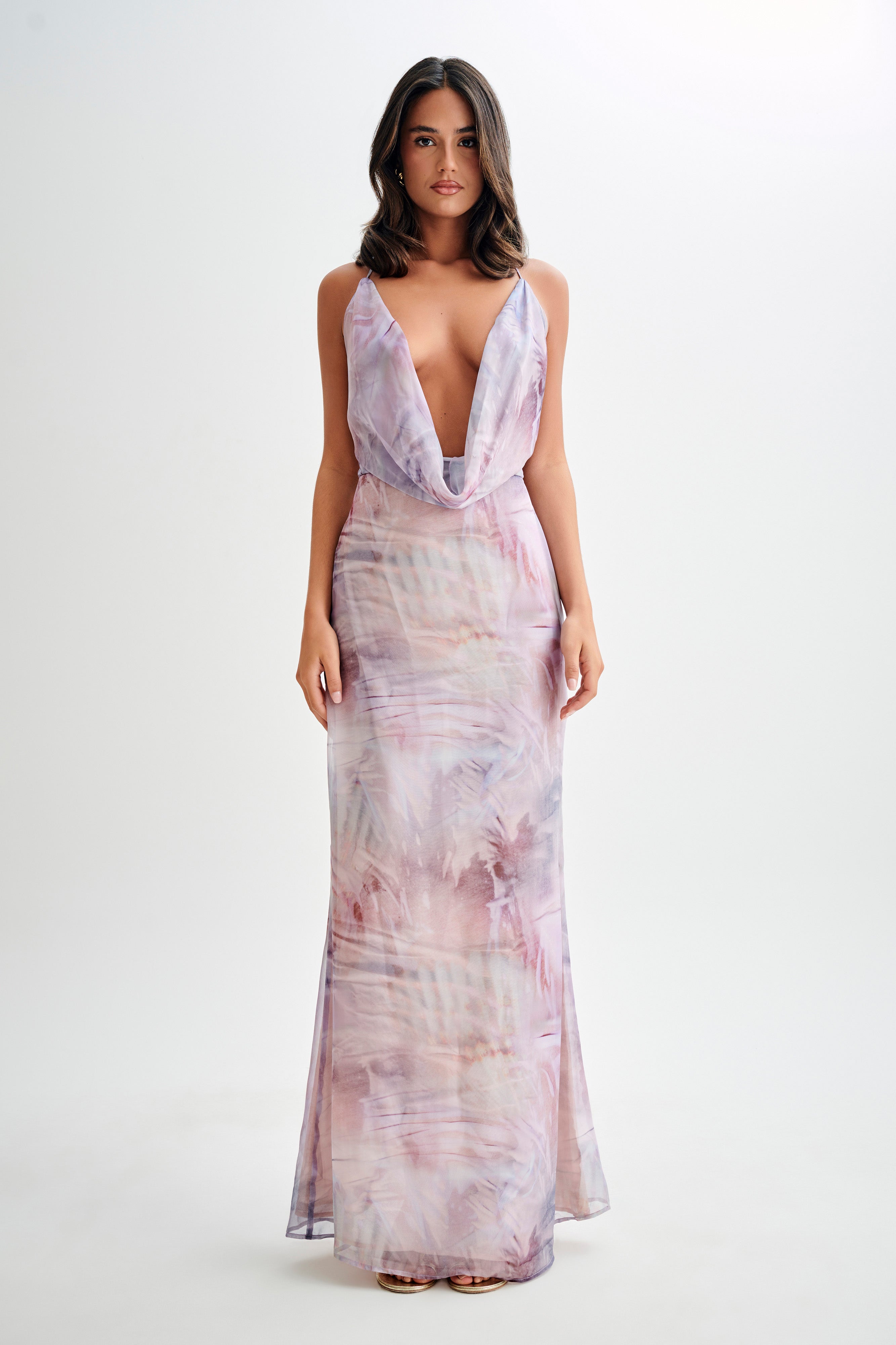 Attina Cowl Chiffon Maxi Dress