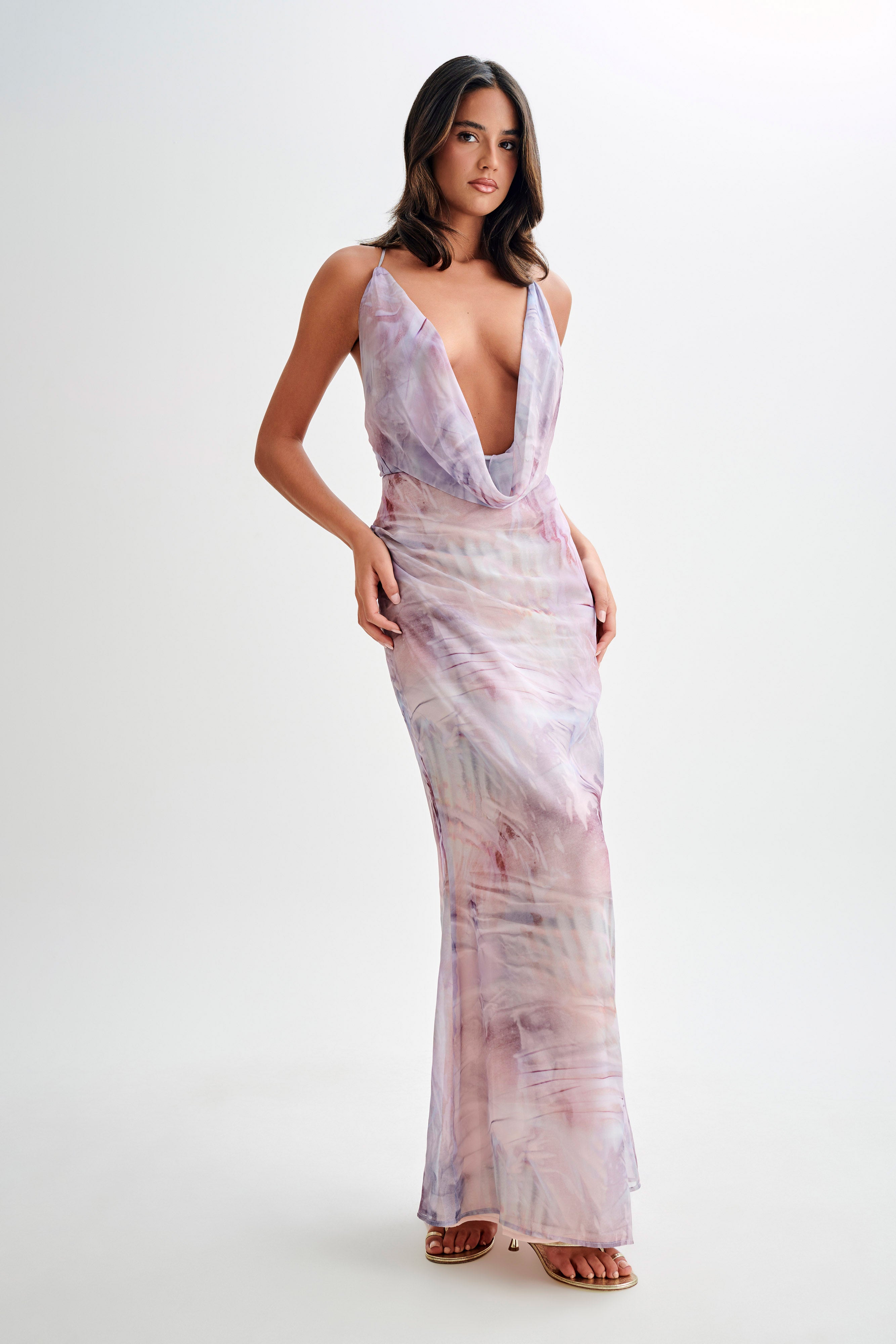 Attina Cowl Chiffon Maxi Dress