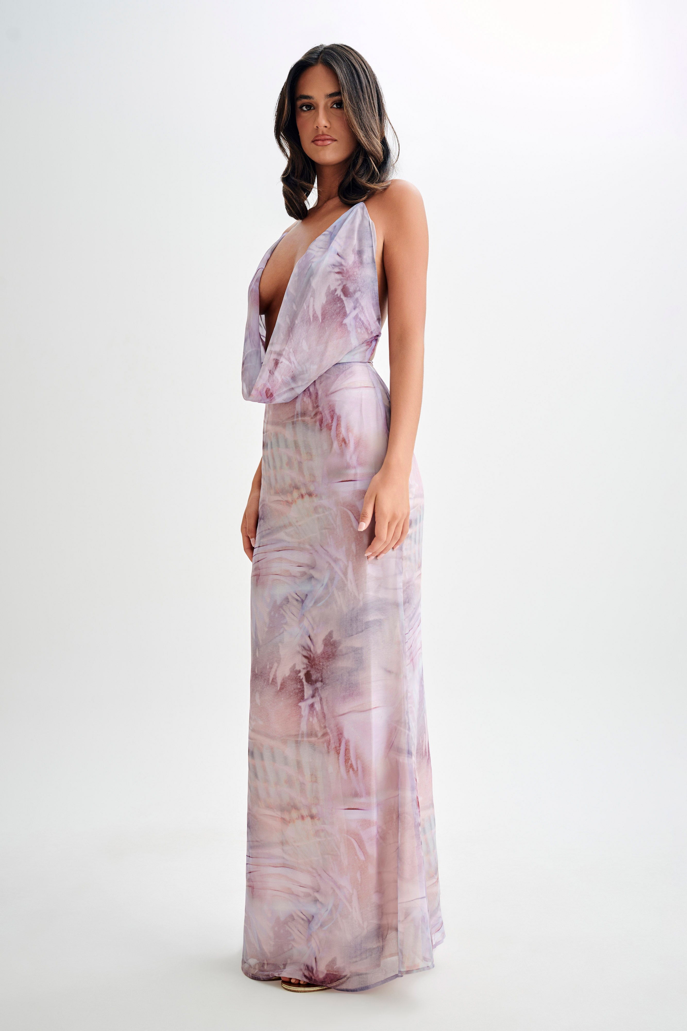 Attina Cowl Chiffon Maxi Dress