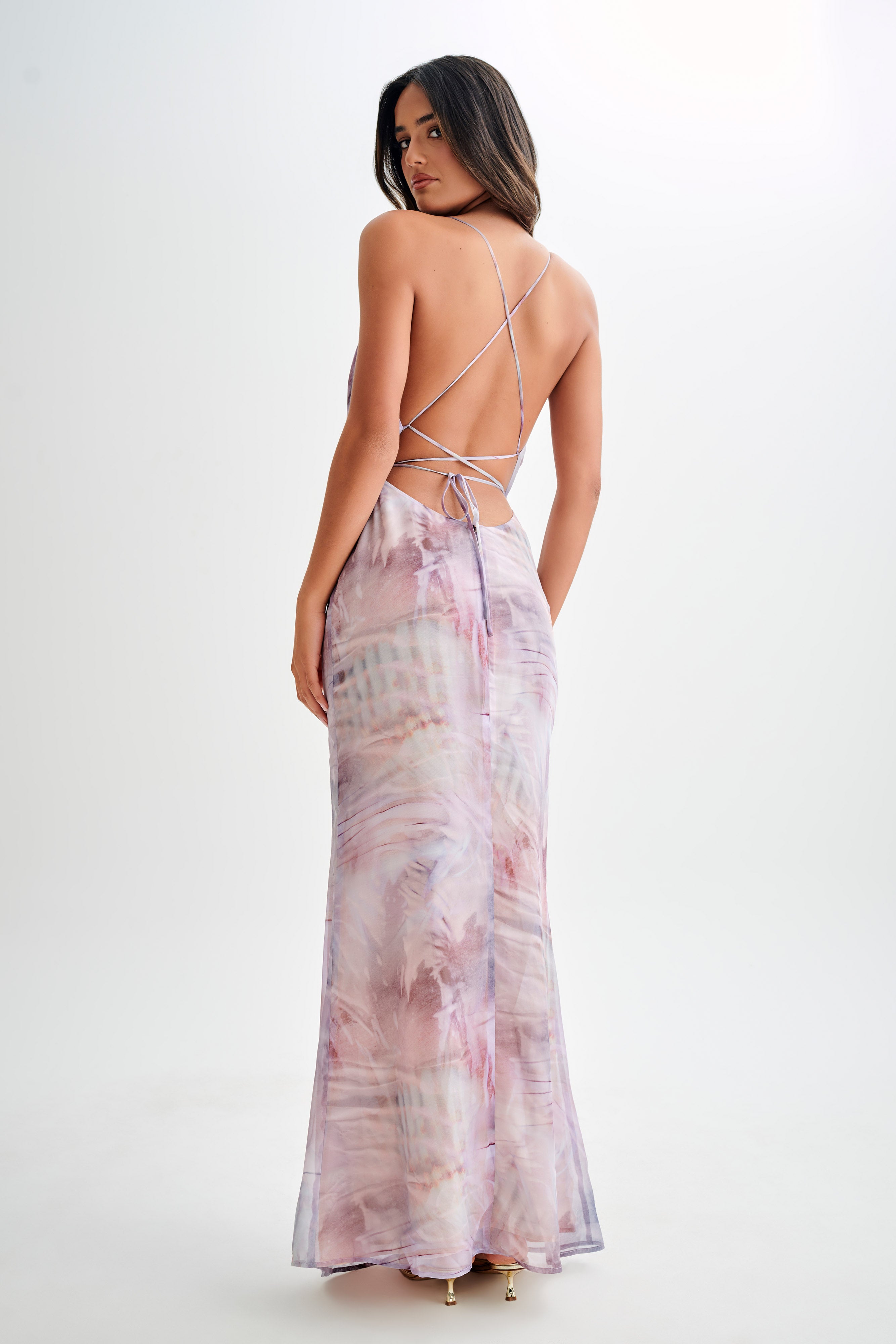 Attina Cowl Chiffon Maxi Dress