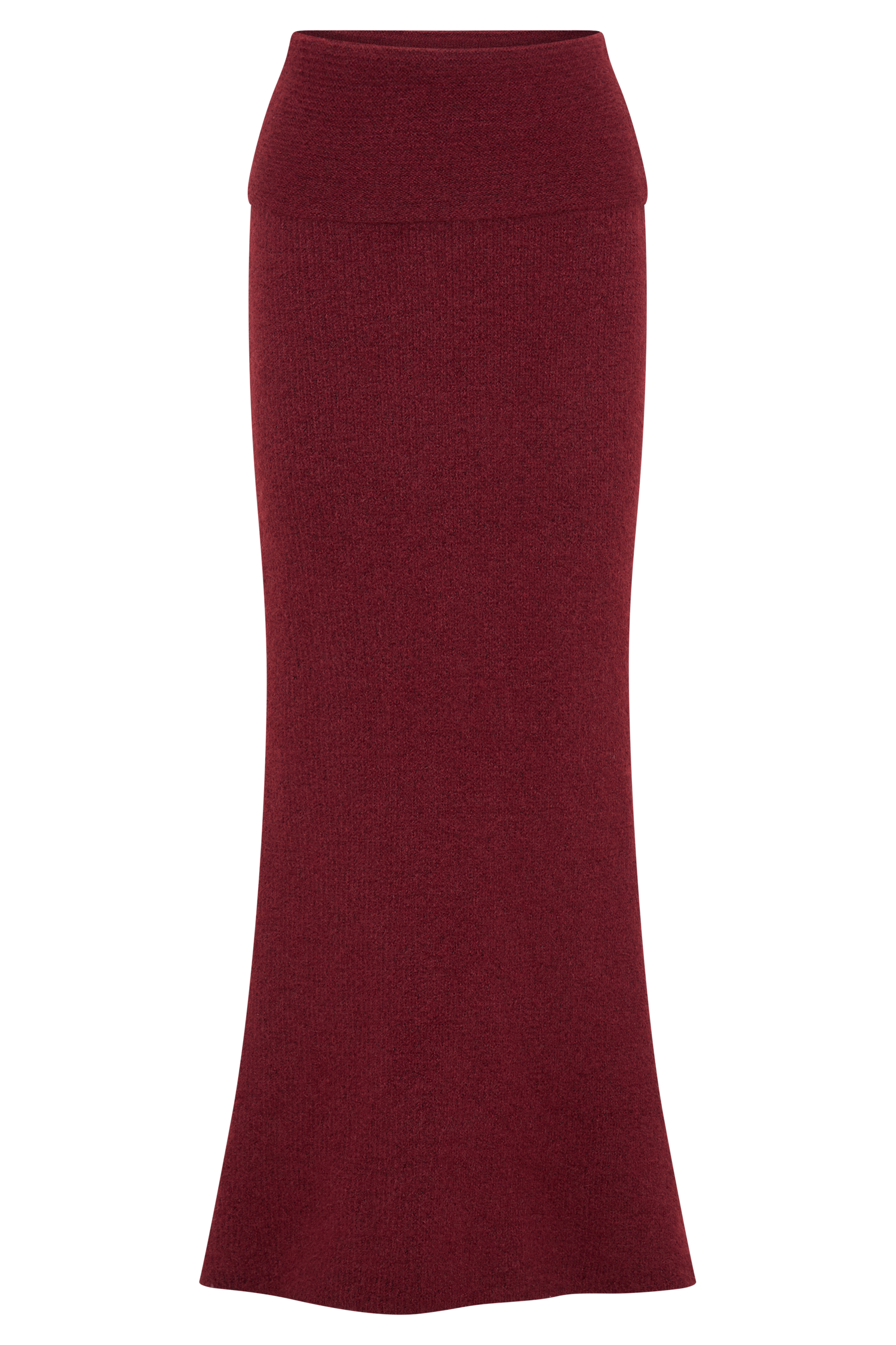 Charlotte Knit Maxi Skirt With Overlay - Merlot